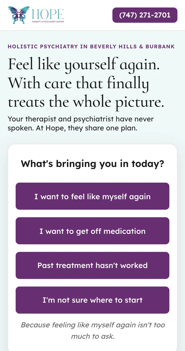 The landing page someone lands on after clicking the ad