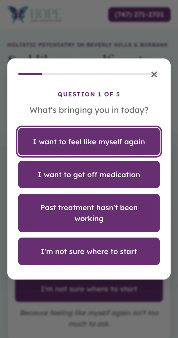The screener asking what brought them in today