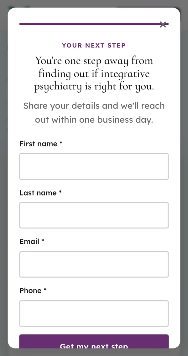 The step where they share their name, email and phone