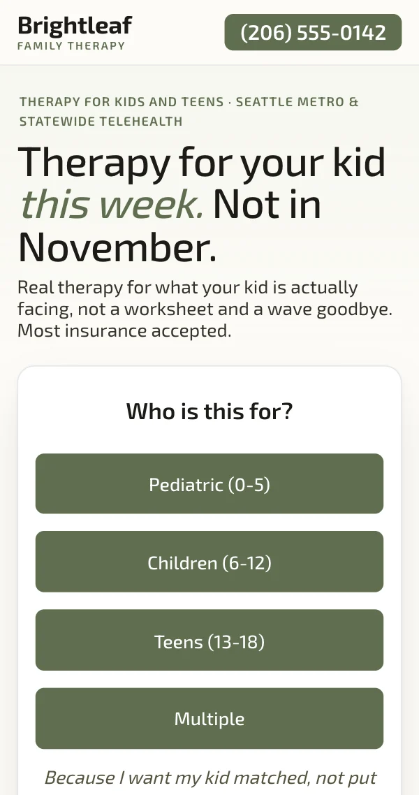 The intake page someone lands on after clicking the ad